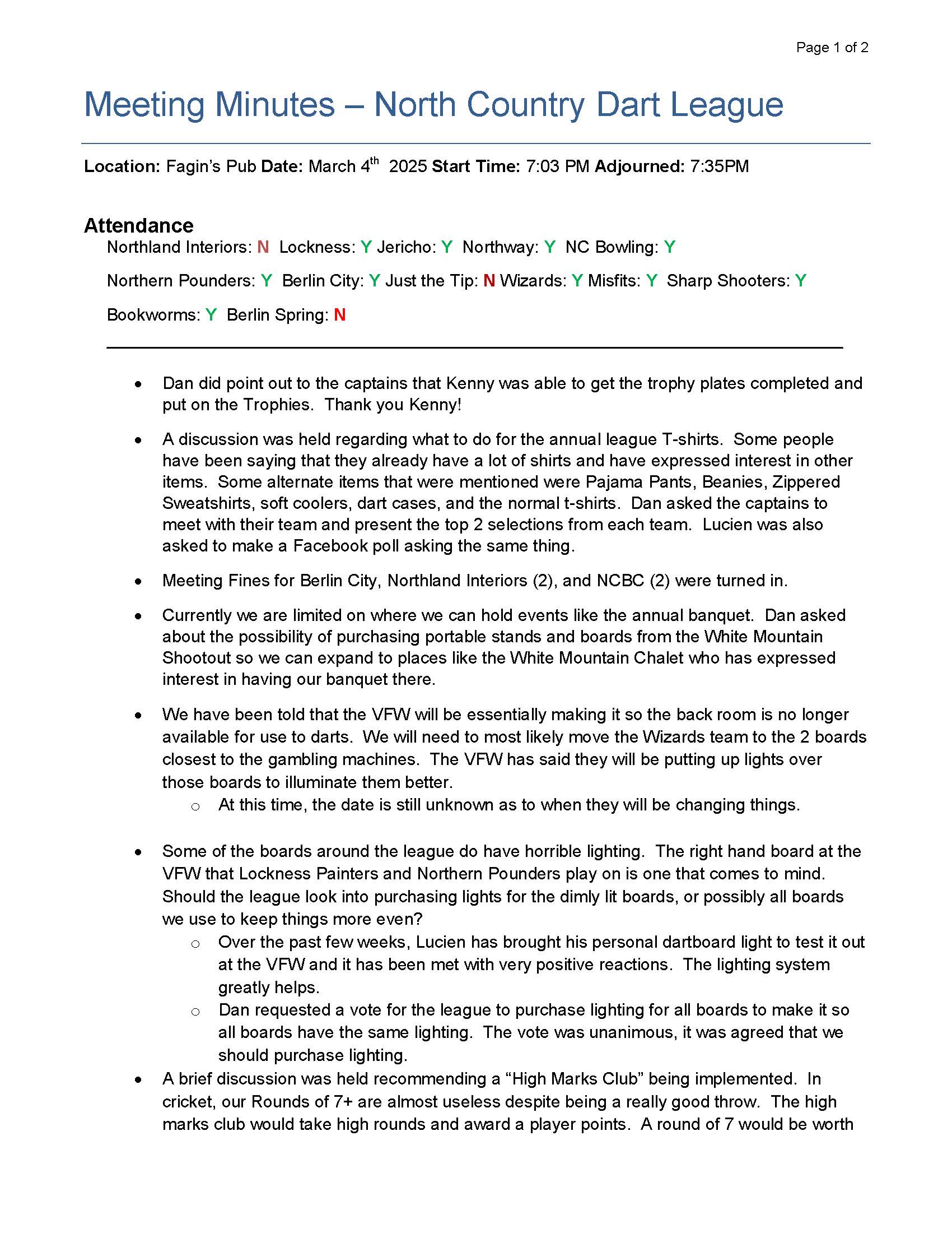 March 2025 Meeting Minutes